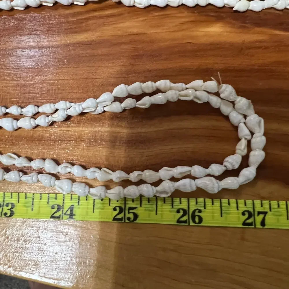 Vtg Lot 4 Hawaiian White Nassa Dove Tail Shell Lei‎ Necklaces Long Beach Aloha
